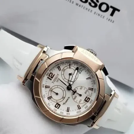 Tissot T-Race White Chronograph Premium 7AA Replica for Men in Surat at Borzia