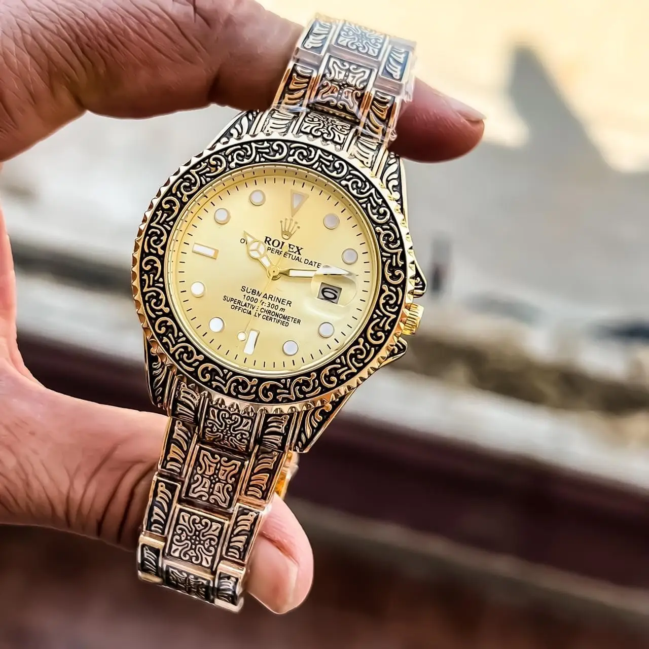 Rolex Submariner Gold Dial Handcrafted 7AAA Premium Replica in Chennai at Borzia