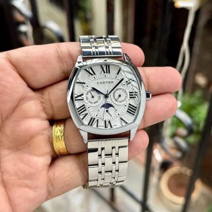 Cartier White Dial Silver Watch 7AA Luxury First Copy Replica