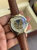 Cartier Skeleton Leather Automatic Watch 7AA Premium Replica