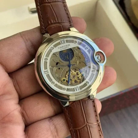 Cartier Skeleton Leather Automatic Watch 7AA Premium Replica