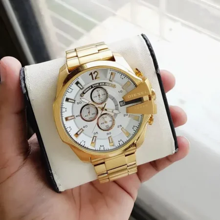 Diesel Golden Dial Stainless Steel Watch for Men 7AAA First Copy