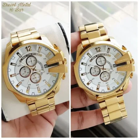 Diesel Golden Dial Stainless Steel Watch for Men 7AAA First Copy